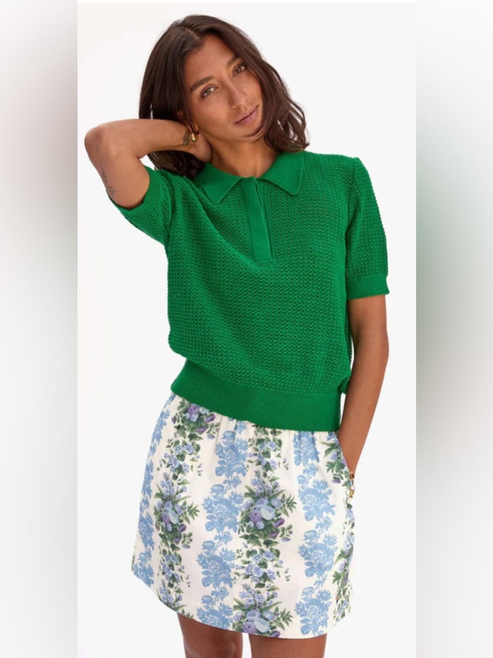 Clare V. Augustine Green Knit Polo NWT